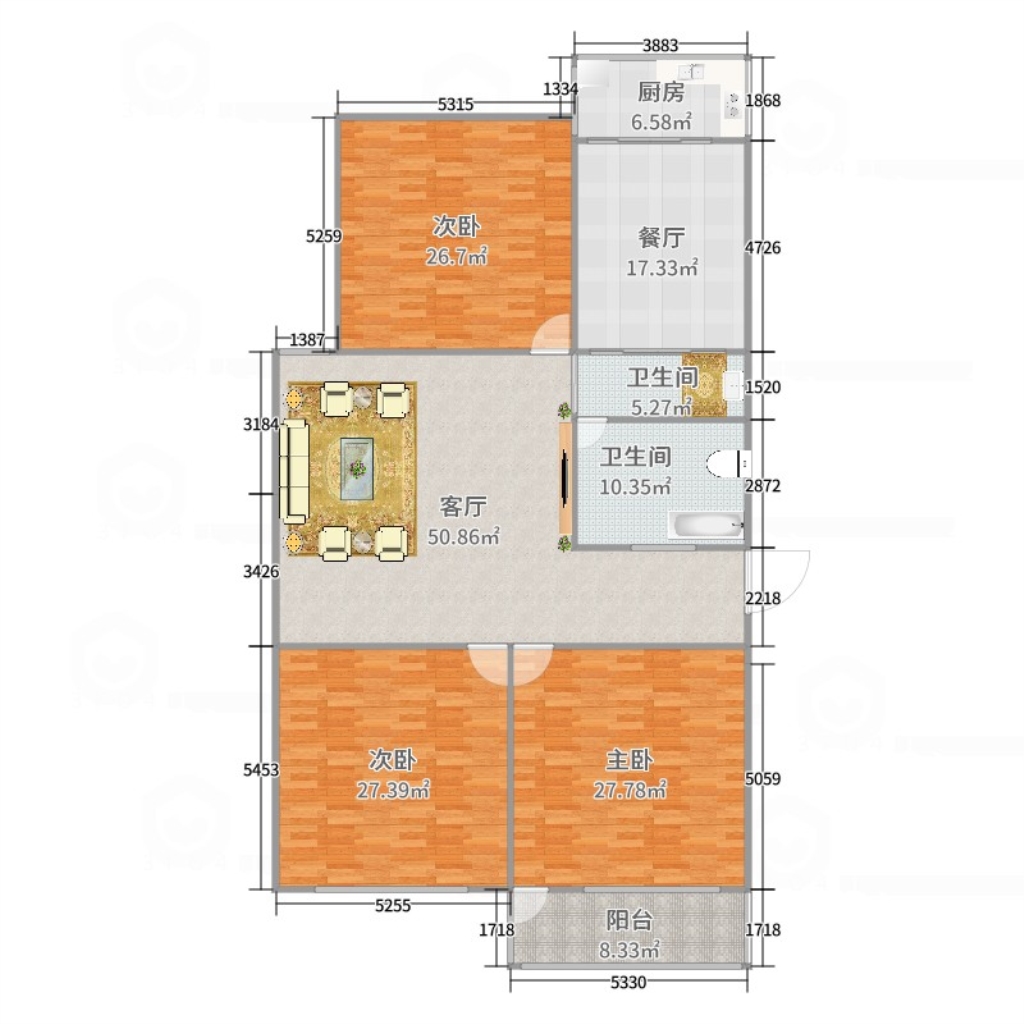 北安居小區(qū)2樓三室2廳86m293萬送車位儲藏室可貸款拎包住